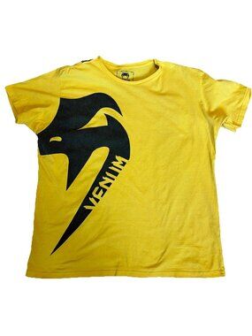 Venum MMA Giant T-Shirt Size XL Yellow UFC Snake Logo Double Sided RARE